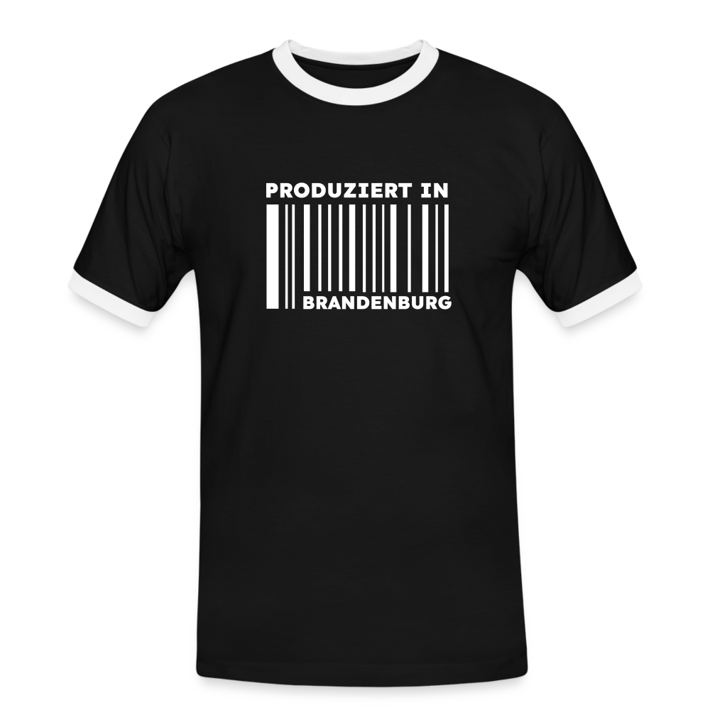 PRODUZIERT IN BRANDENBURG - Männer Ringer T-Shirt - Schwarz/Weiß