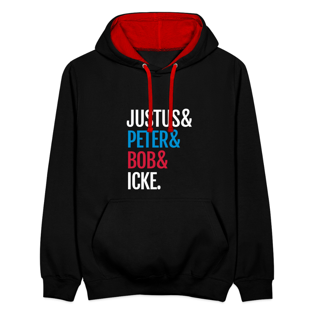 Justus & Peter & Bob & Icke - Kontrast Hoodie - Schwarz/Rot