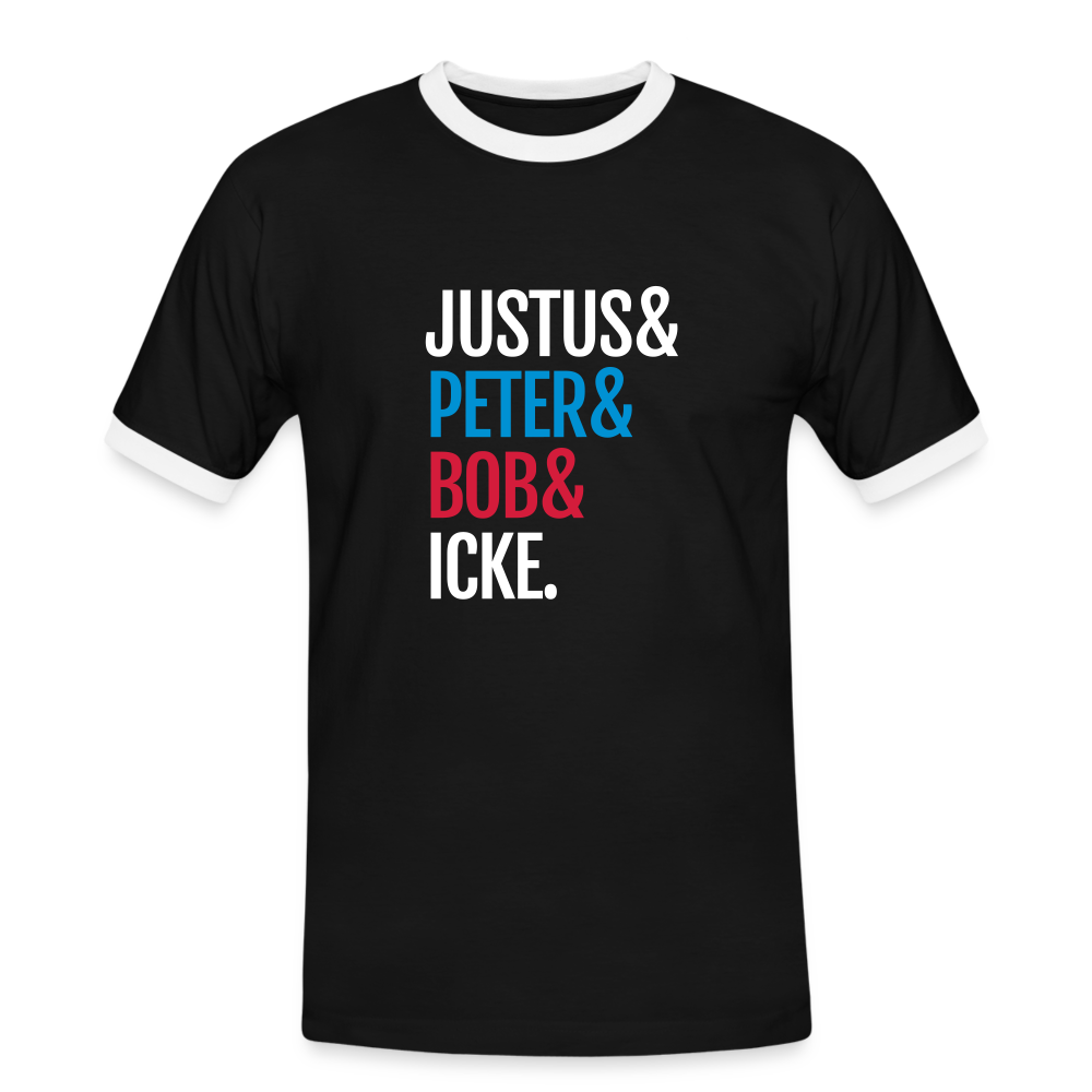 Justus & Peter & Bob & Icke - Männer Ringer T-Shirt - Schwarz/Weiß