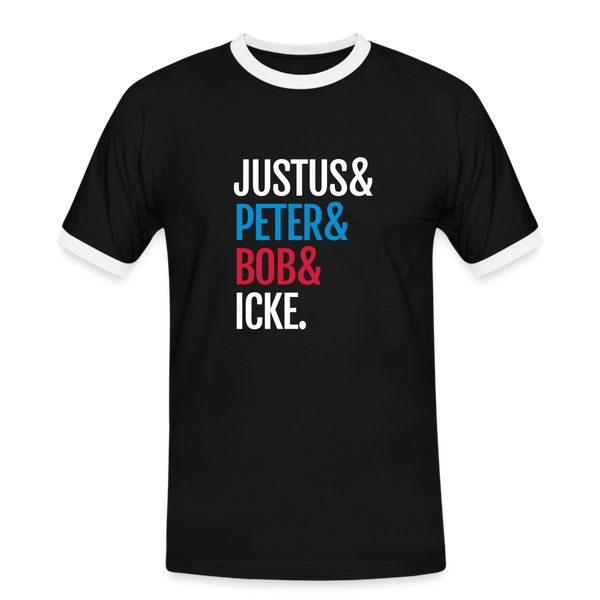 Justus & Peter & Bob & Icke - Männer Ringer T-Shirt - Schwarz/Weiß
