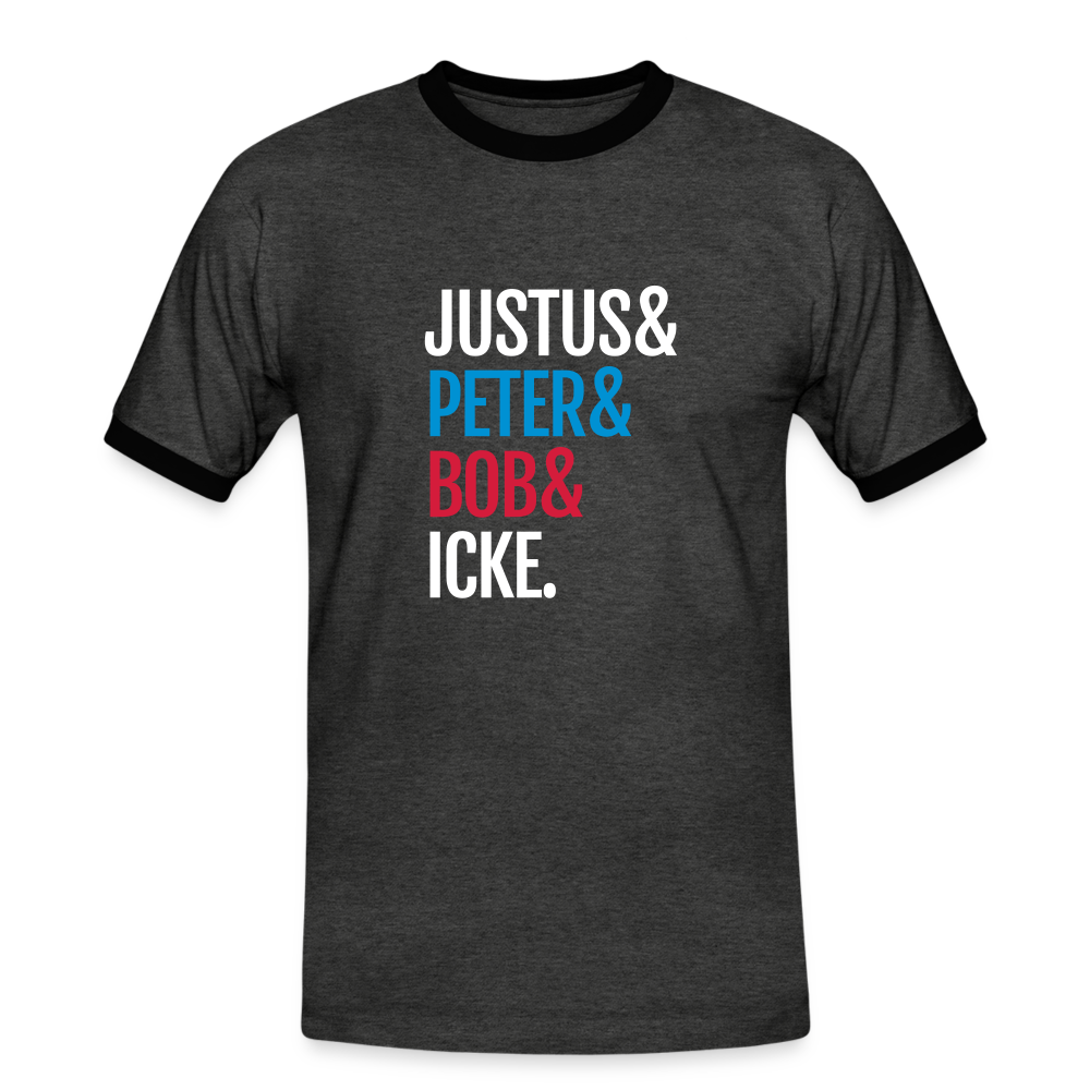 Justus & Peter & Bob & Icke - Männer Ringer T-Shirt - Anthrazit/Schwarz