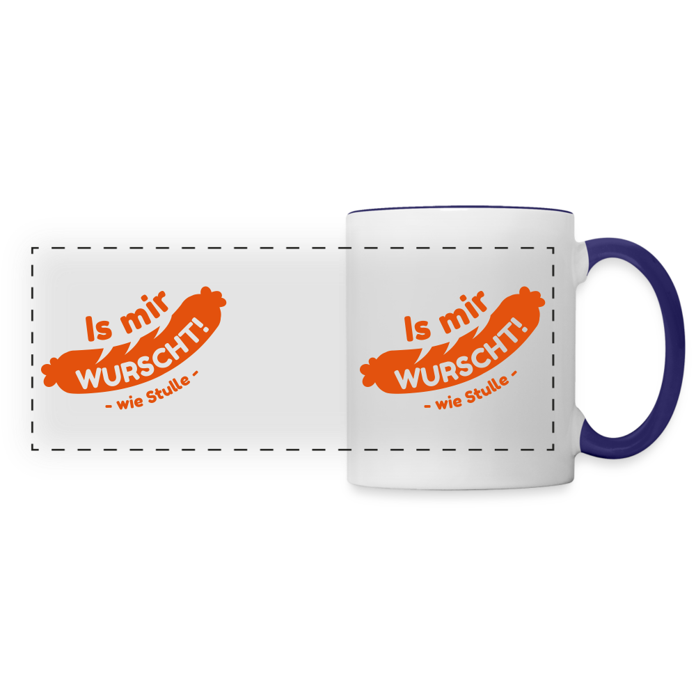 Is mir Wurscht - Tasse zweifarbig - Weiß/Kobaltblau