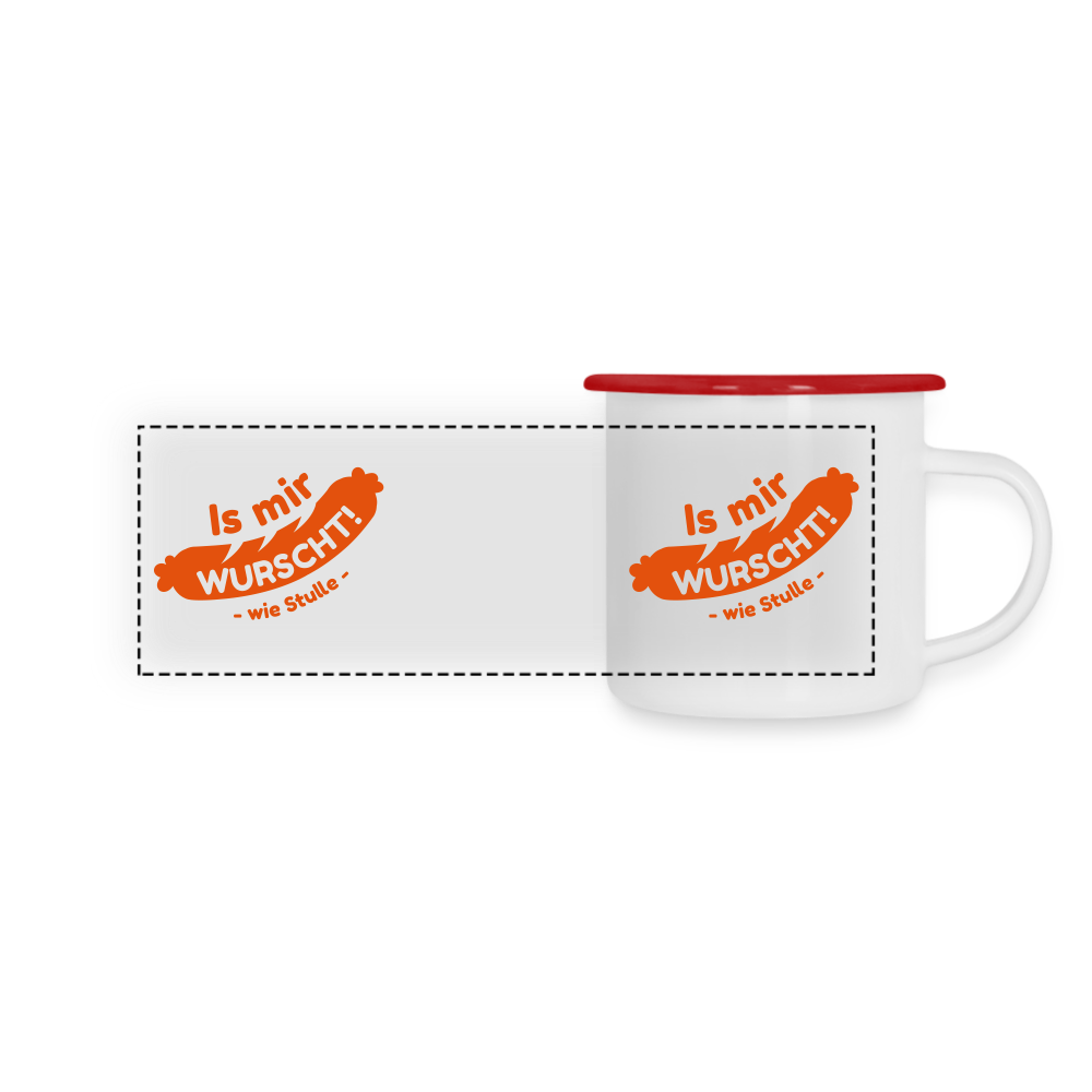 Is mir Wurscht - Emaille Tasse - Weiß/Rot