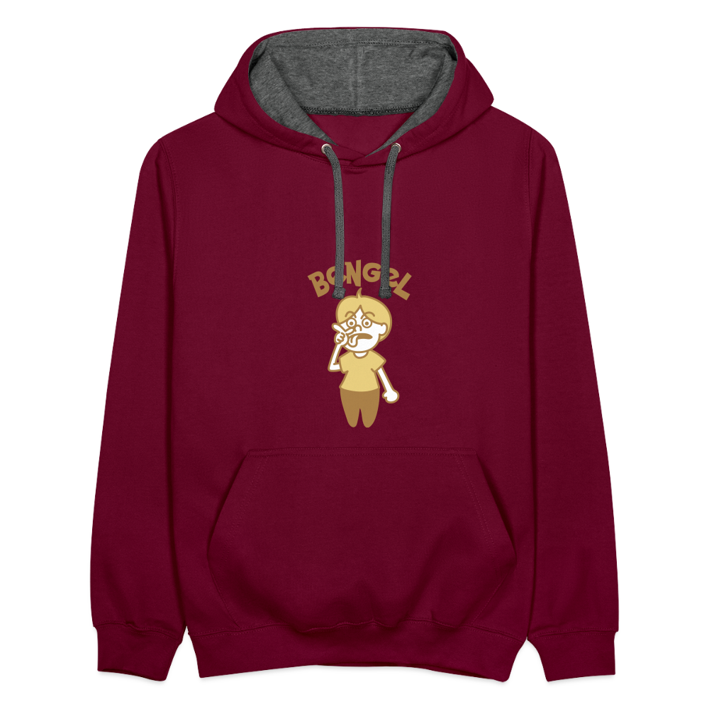 Bengel - Kontrast Hoodie - Weinrot/Anthrazit