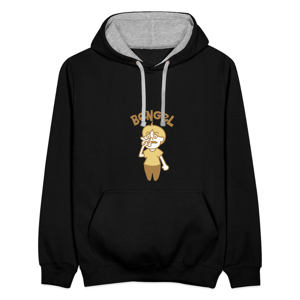 Bengel - Kontrast Hoodie - Schwarz/Grau meliert