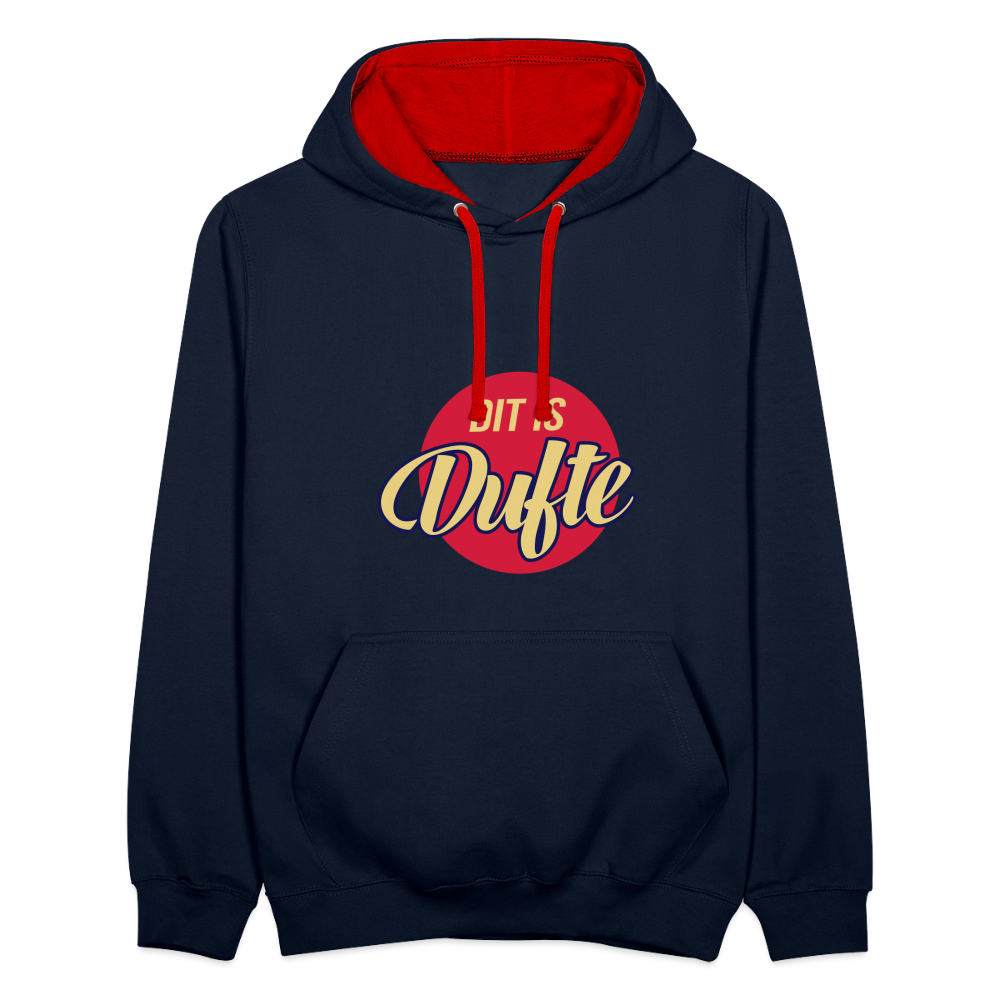 Dit Is Dufte - Kontrast Hoodie - Navy/Rot