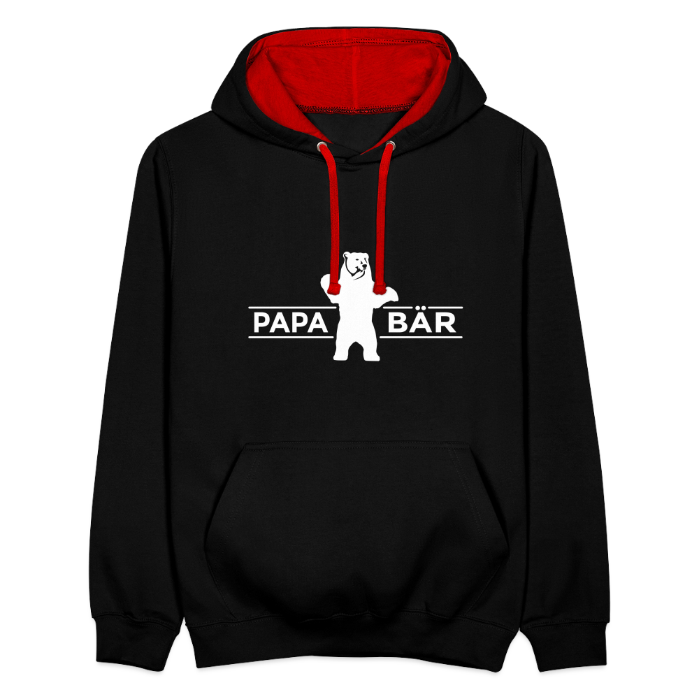 Papa Bär - Kontrast Hoodie - Schwarz/Rot