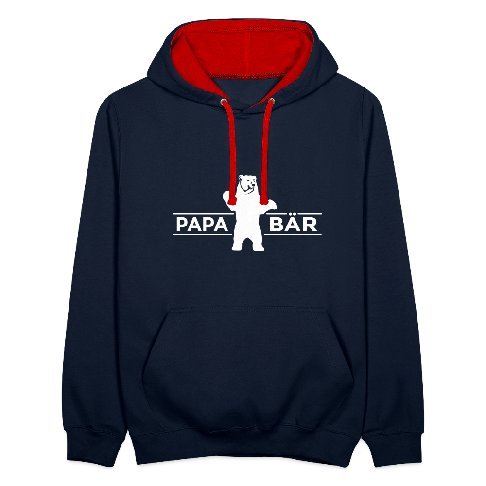 Papa Bär - Kontrast Hoodie - Navy/Rot