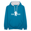 Papa Bär - Kontrast Hoodie - Pfauenblau/Grau meliert