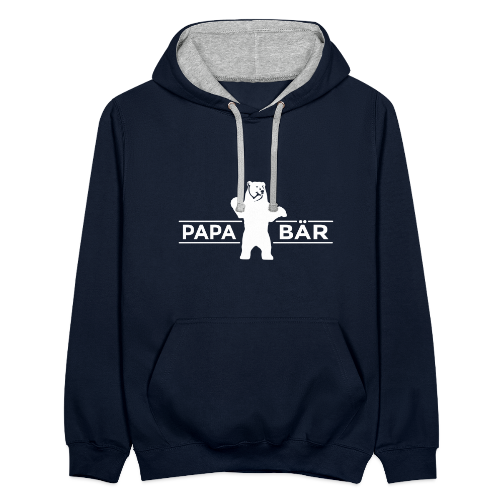 Papa Bär - Kontrast Hoodie - Navy/Grau meliert