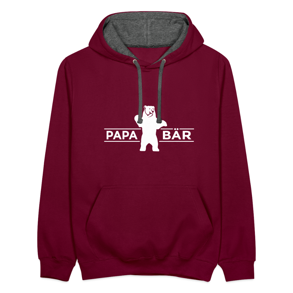 Papa Bär - Kontrast Hoodie - Weinrot/Anthrazit