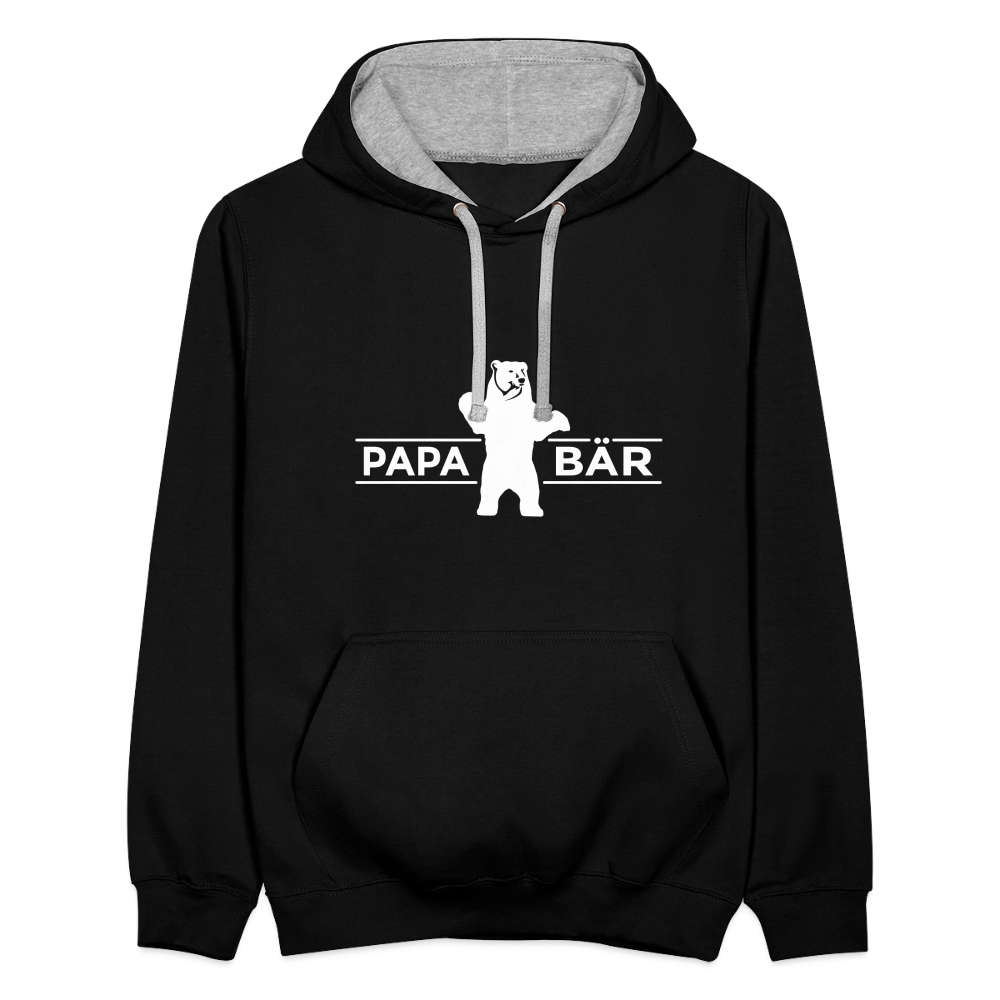Papa Bär - Kontrast Hoodie - Schwarz/Grau meliert