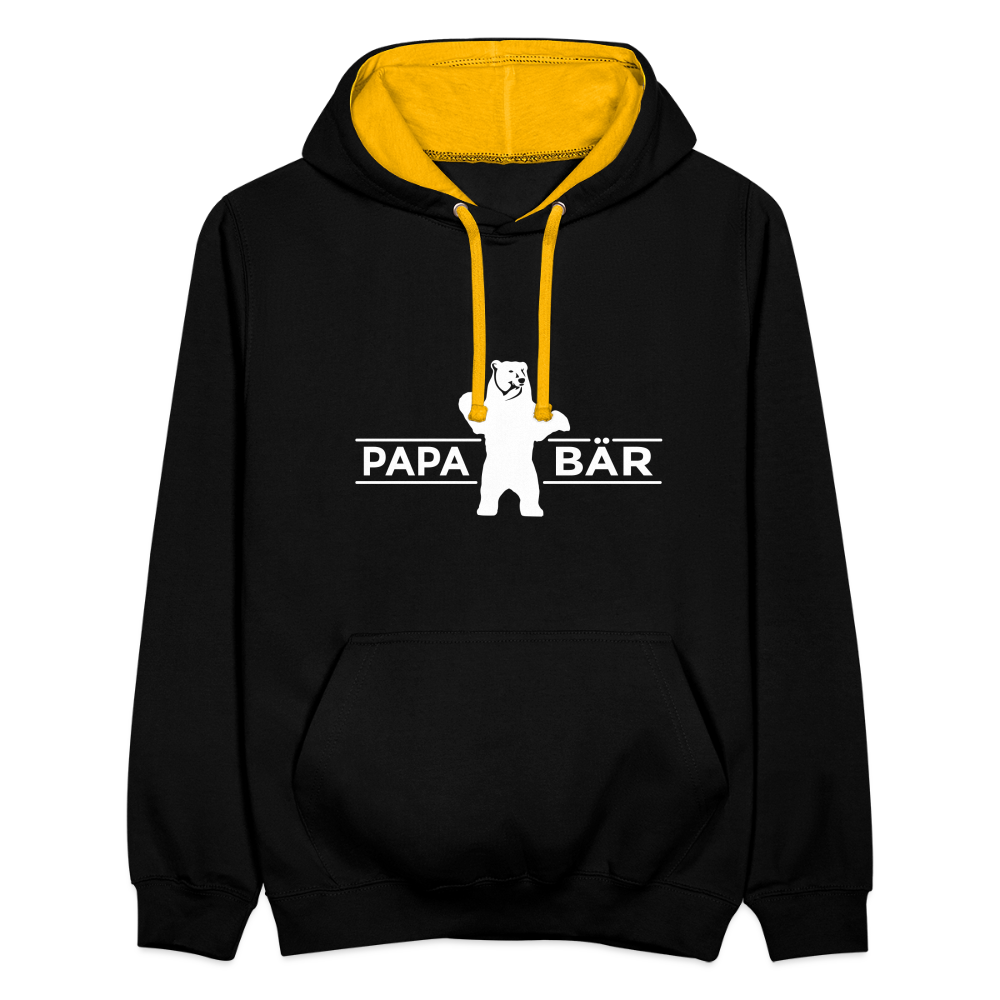 Papa Bär - Kontrast Hoodie - Schwarz/Gold