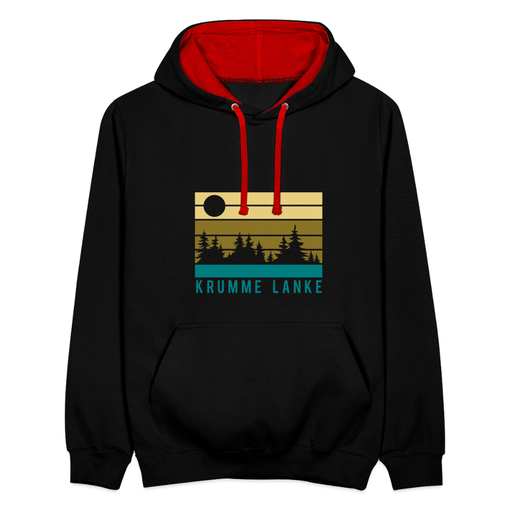Krumme Lanke - Kontrast Hoodie - Schwarz/Rot