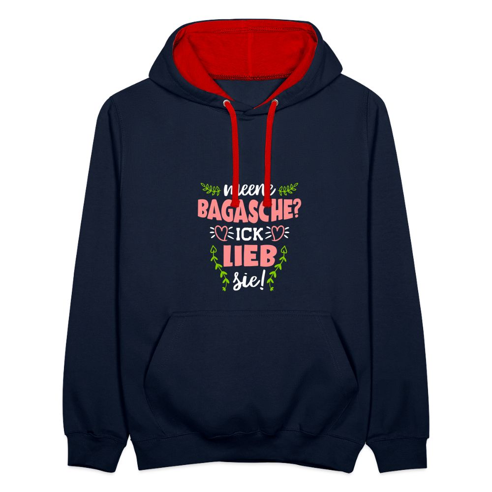 Meene Bagasche Ick Lieb Sie - Kontrast Hoodie - Navy/Rot