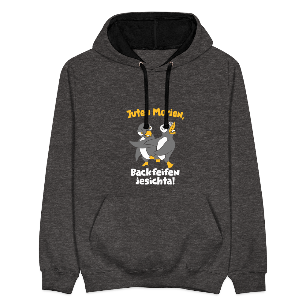Juten Morjen, Backfeifenjesichta! - Kontrast Hoodie - Anthrazit/Schwarz