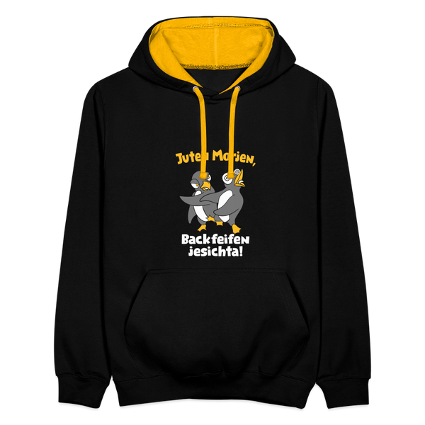 Juten Morjen, Backfeifenjesichta! - Kontrast Hoodie - Schwarz/Gold