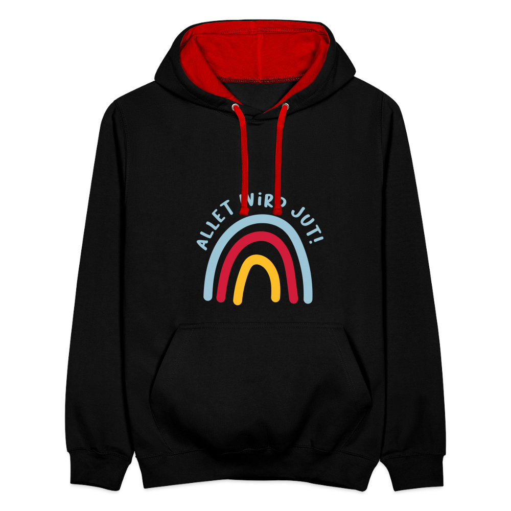 Allet wird jut! - Kontrast Hoodie - Schwarz/Rot