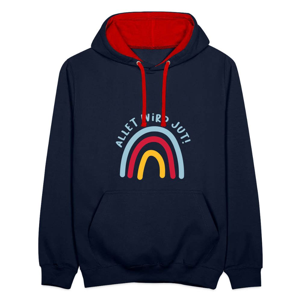 Allet wird jut! - Kontrast Hoodie - Navy/Rot
