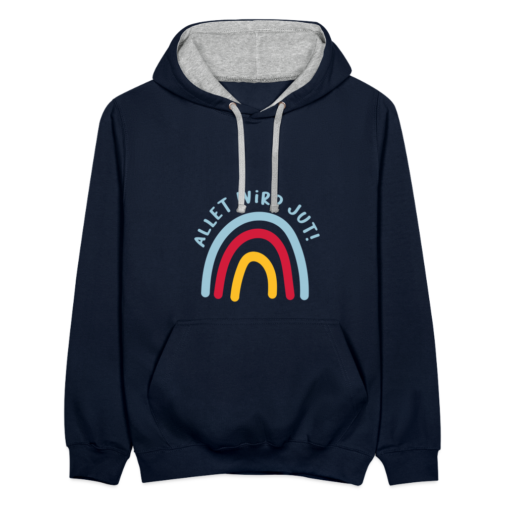 Allet wird jut! - Kontrast Hoodie - Navy/Grau meliert