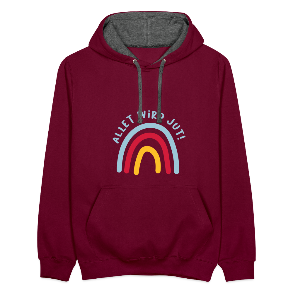 Allet wird jut! - Kontrast Hoodie - Weinrot/Anthrazit