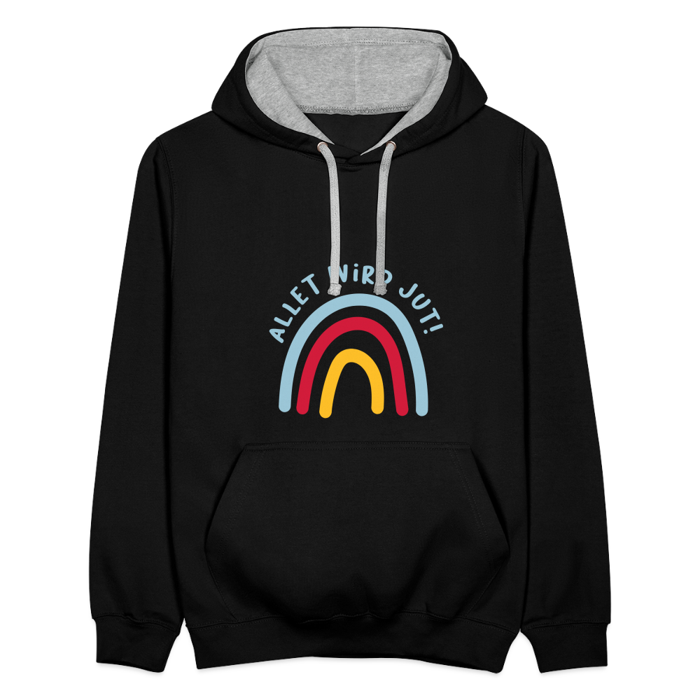 Allet wird jut! - Kontrast Hoodie - Schwarz/Grau meliert