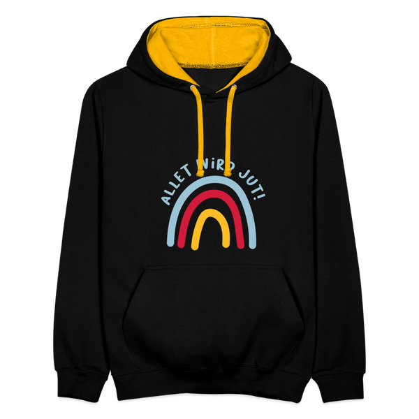Allet wird jut! - Kontrast Hoodie - Schwarz/Gold