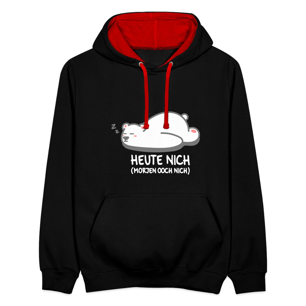 Heute nich! - Kontrast Hoodie - Schwarz/Rot
