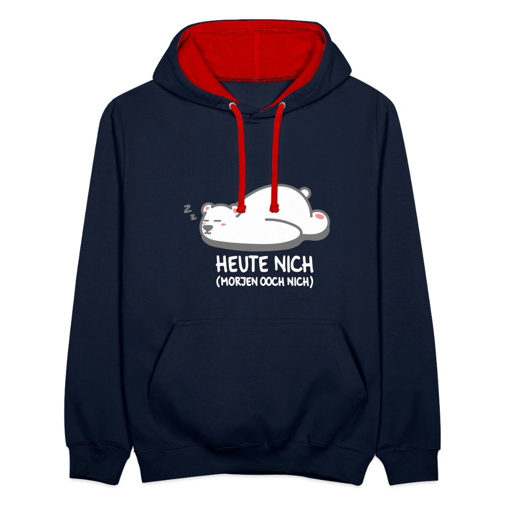 Heute nich! - Kontrast Hoodie - Navy/Rot