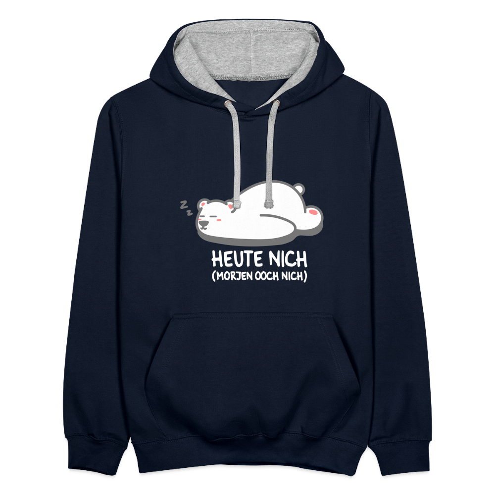 Heute nich! - Kontrast Hoodie - Navy/Grau meliert