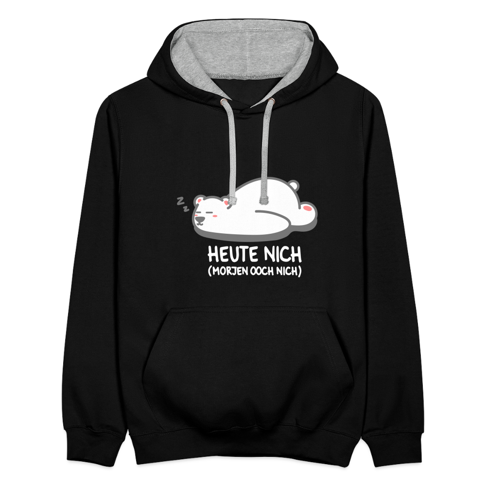 Heute nich! - Kontrast Hoodie - Schwarz/Grau meliert