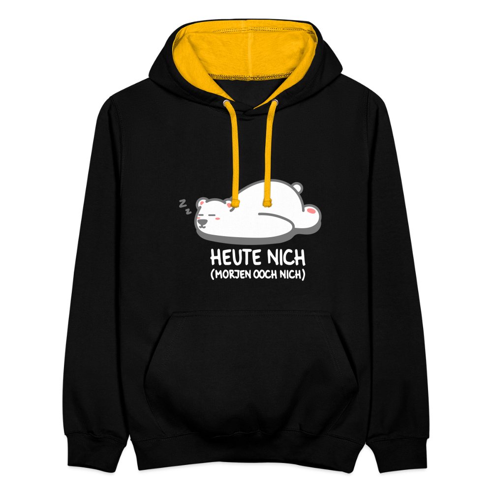 Heute nich! - Kontrast Hoodie - Schwarz/Gold