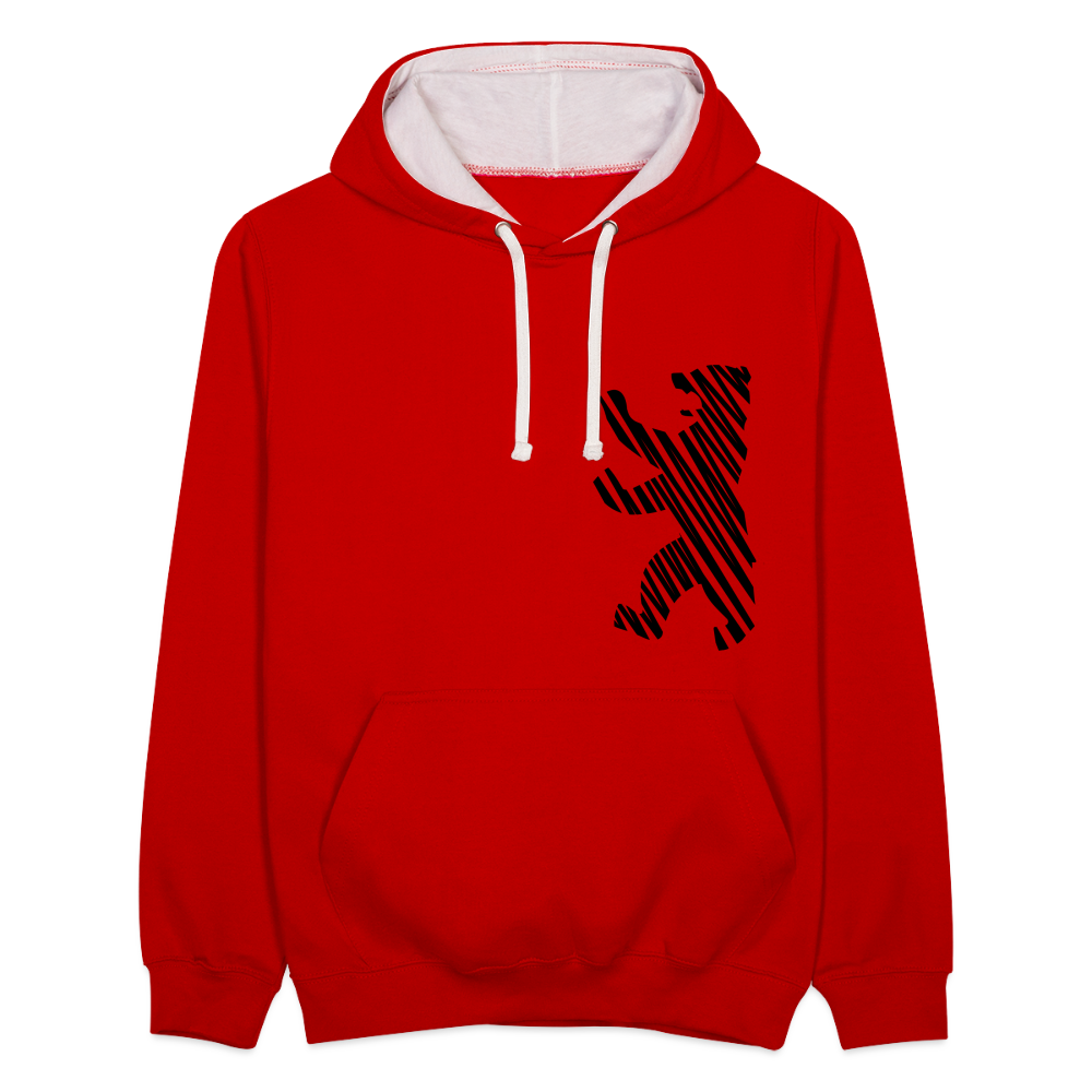 Berliner Bär im Netz - schwarz - Kontrast Hoodie - Rot/Weiß