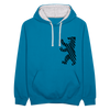 Berliner Bär im Netz - schwarz - Kontrast Hoodie - Pfauenblau/Grau meliert