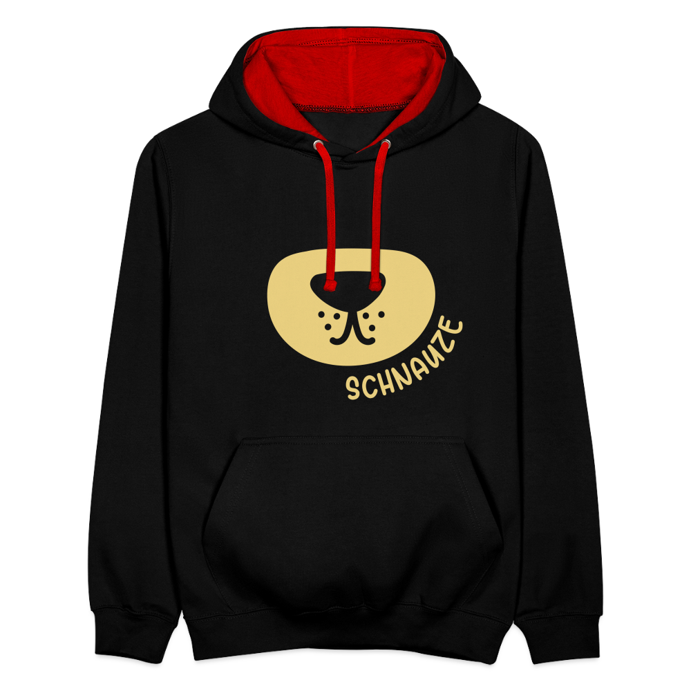 Schnauze - Kontrast Hoodie - Schwarz/Rot