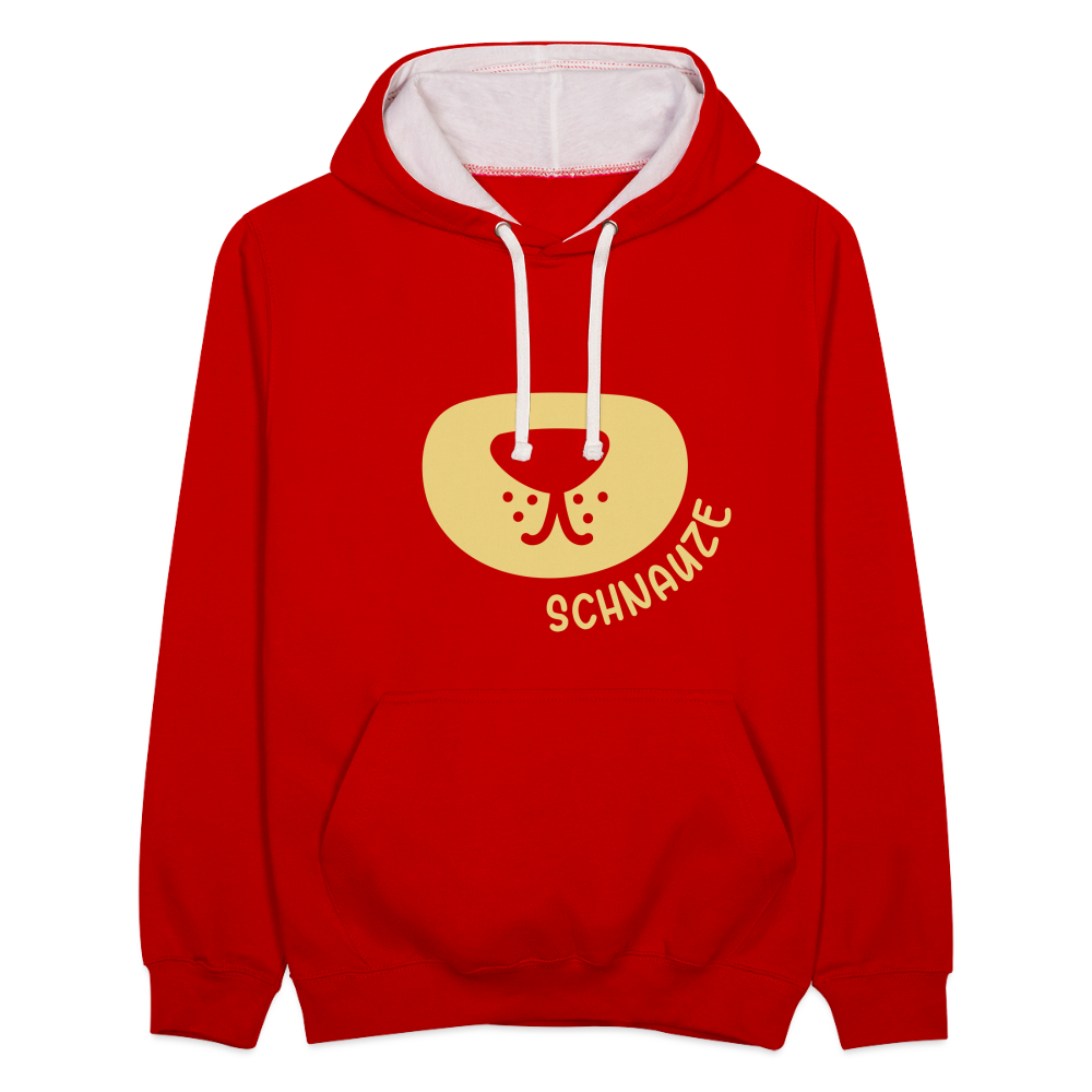 Schnauze - Kontrast Hoodie - Rot/Weiß