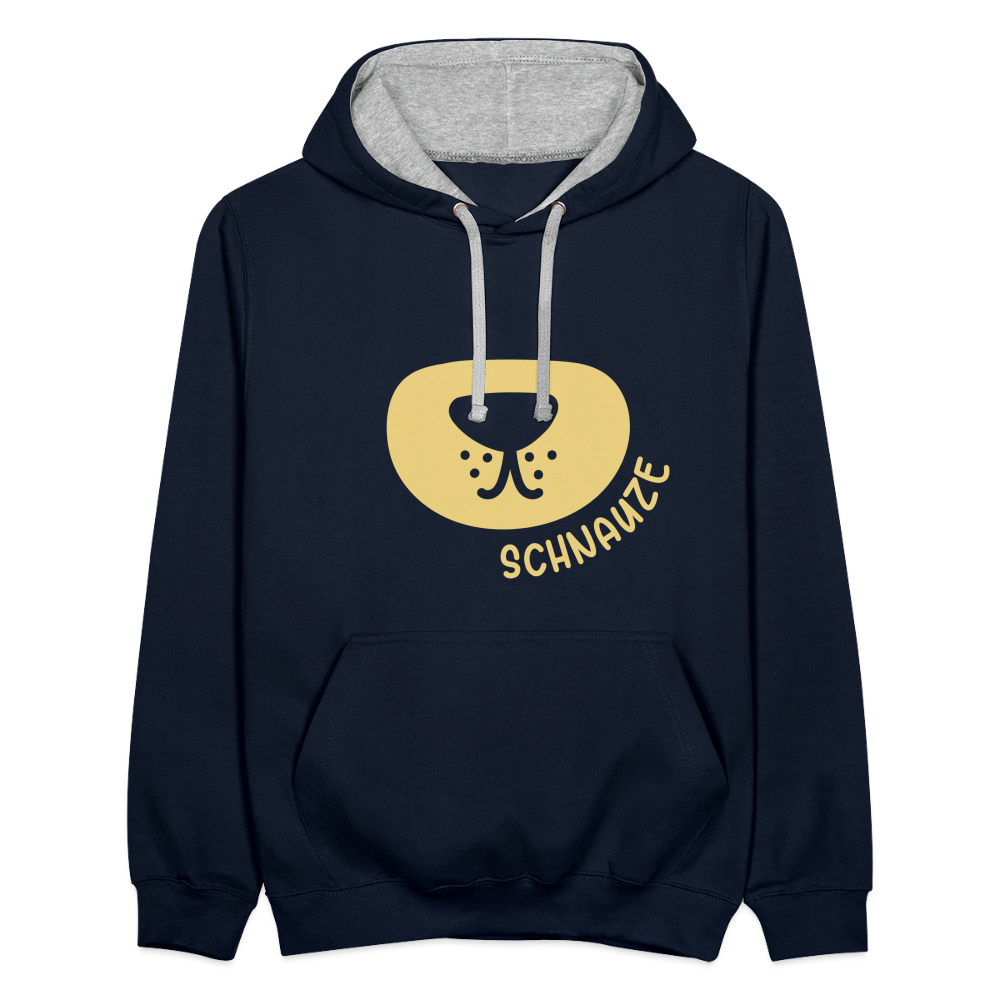 Schnauze - Kontrast Hoodie - Navy/Grau meliert