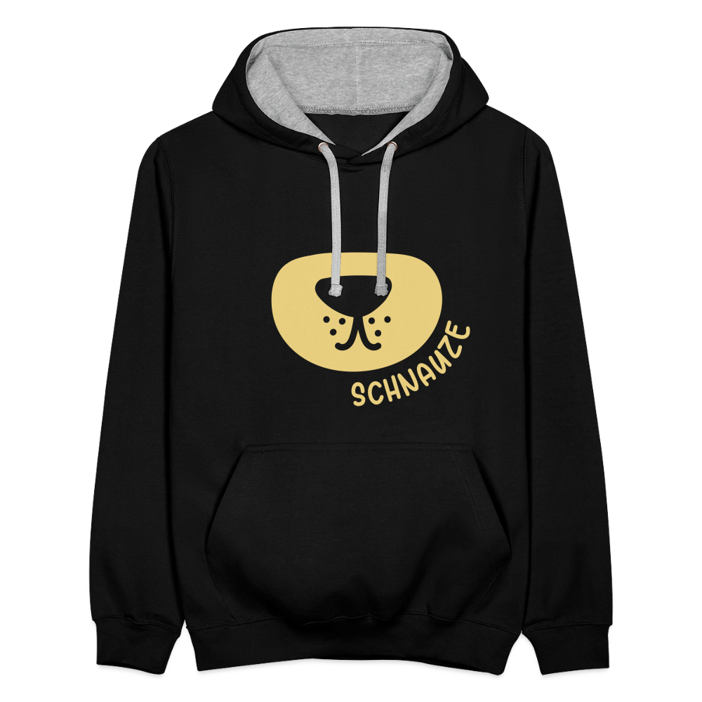 Schnauze - Kontrast Hoodie - Schwarz/Grau meliert