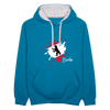 Berlin Klecks Bär - Kontrast Hoodie - Pfauenblau/Grau meliert