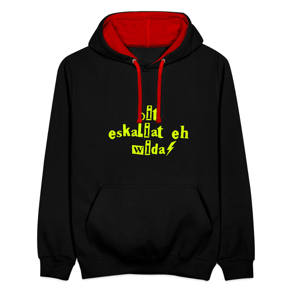 Dit eskaliat eh wilda  - Kontrast Hoodie - Schwarz/Rot