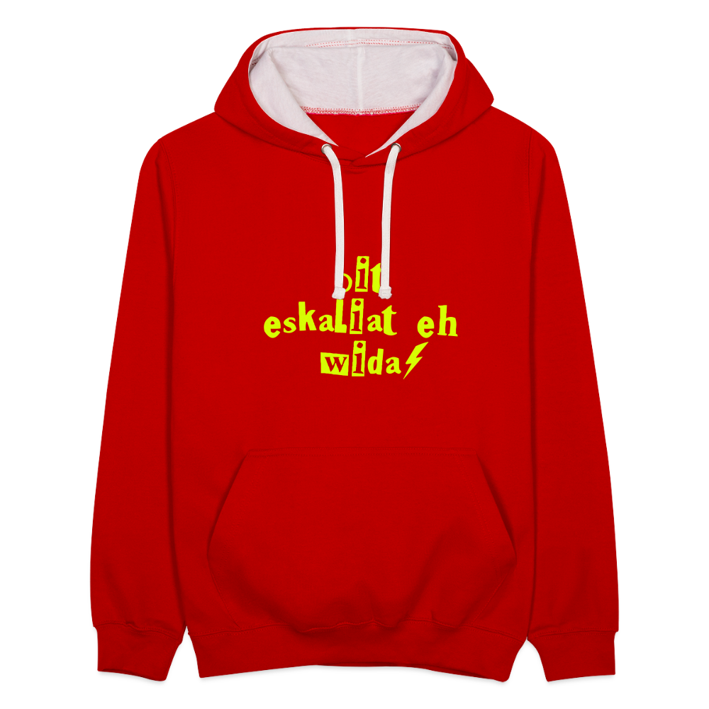 Dit eskaliat eh wilda  - Kontrast Hoodie - Rot/Weiß