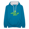 Dit eskaliat eh wilda  - Kontrast Hoodie - Pfauenblau/Grau meliert
