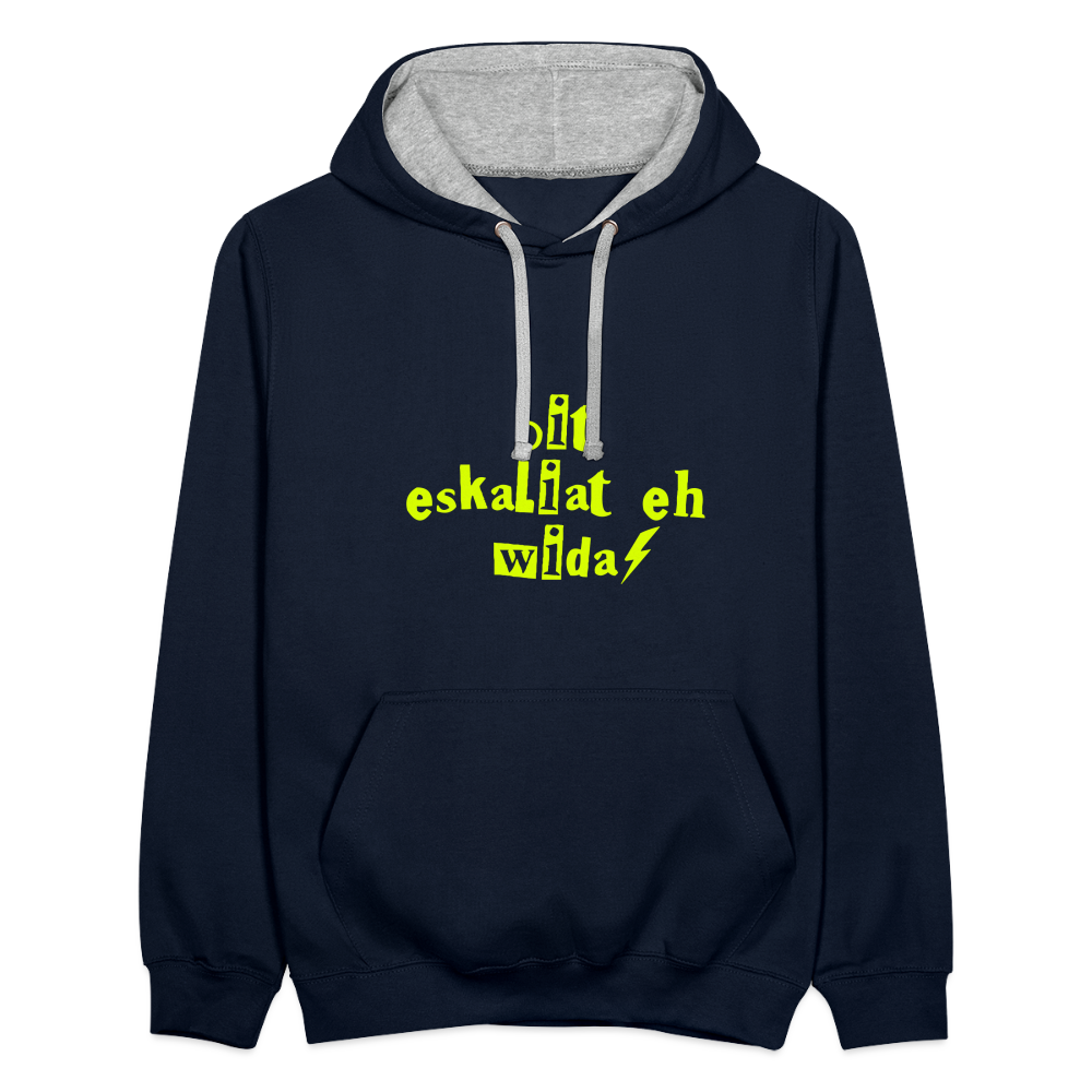 Dit eskaliat eh wilda  - Kontrast Hoodie - Navy/Grau meliert