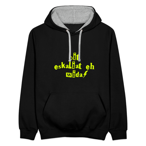 Dit eskaliat eh wilda  - Kontrast Hoodie - Schwarz/Grau meliert
