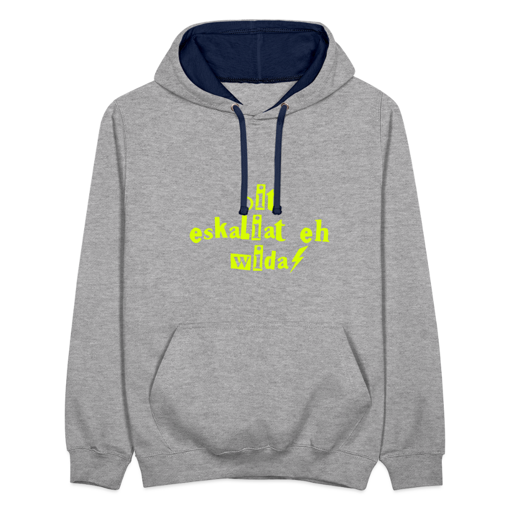 Dit eskaliat eh wilda  - Kontrast Hoodie - Grau meliert/Navy