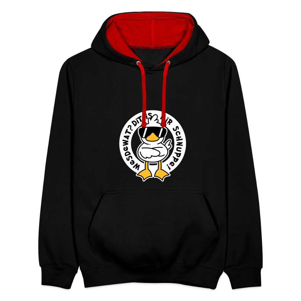 Wesdewat? - Kontrast Hoodie - Schwarz/Rot