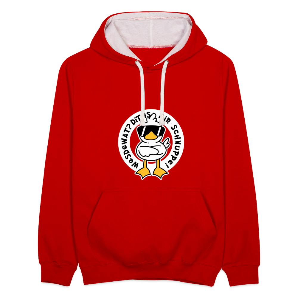 Wesdewat? - Kontrast Hoodie - Rot/Weiß