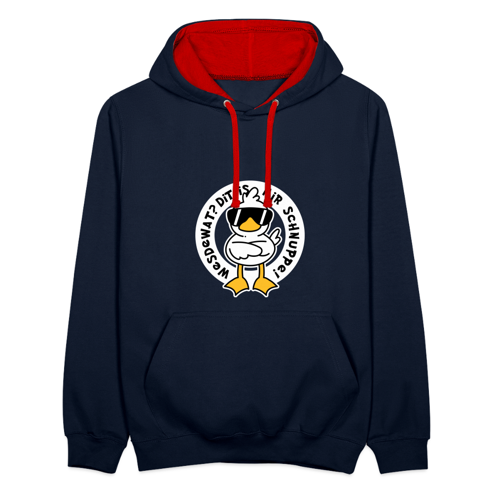 Wesdewat? - Kontrast Hoodie - Navy/Rot