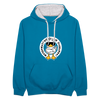 Wesdewat? - Kontrast Hoodie - Pfauenblau/Grau meliert