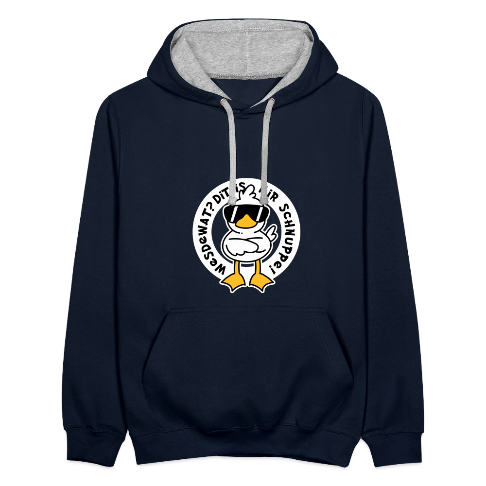Wesdewat? - Kontrast Hoodie - Navy/Grau meliert
